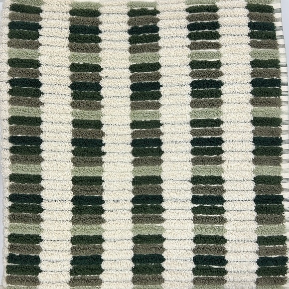 Brooks Brothers Turkish Bath Towel Set Green Tan Striped Cotton Luxury 2 Pc NEW - Picture 3 of 6